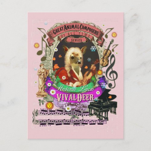 Vivaldeer Funny Deer Fawn Animal Composer Vivaldi Postcard