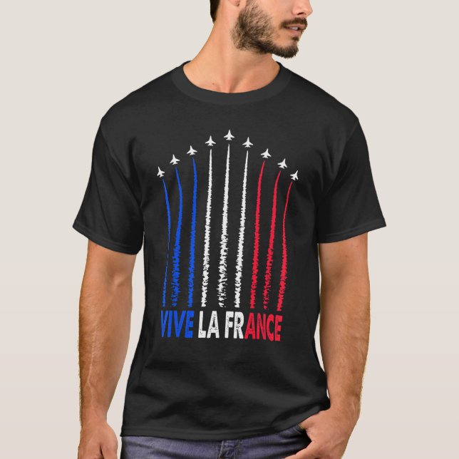 Vive La France  Bastille Day Party Flag Fête Natio T-Shirt (Front)