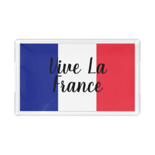 Vive la France French flag acrylic serving tray