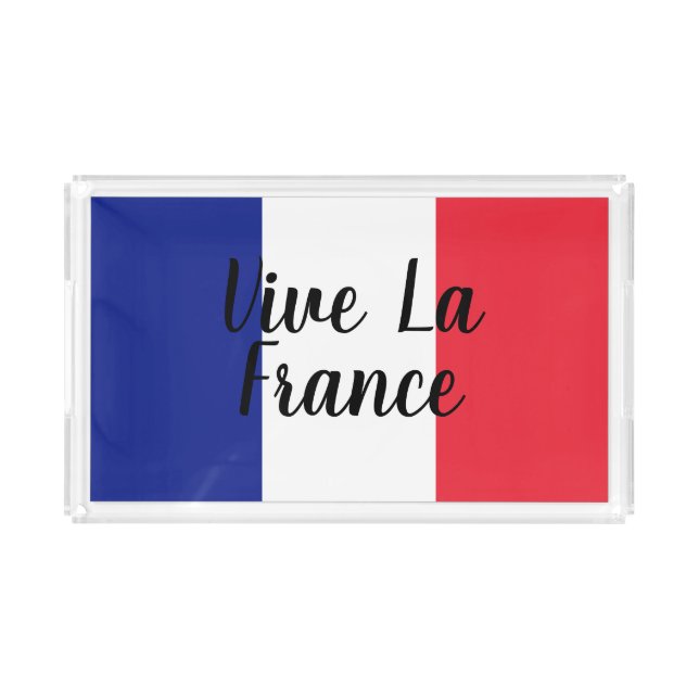 Vive la France French flag acrylic serving tray (Front)