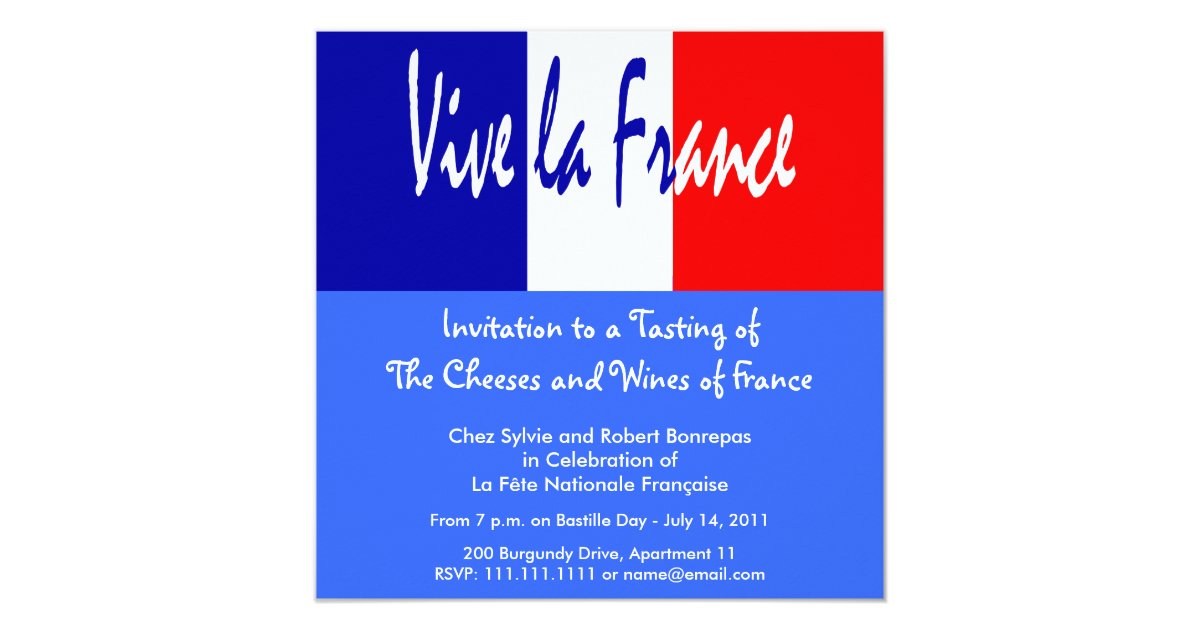 Vive la France Invitation to a French Event Zazzle