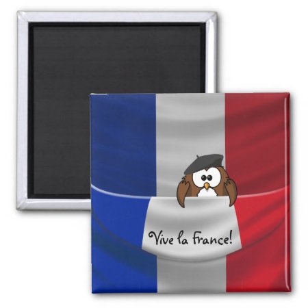 Vive La France Owl Magnet