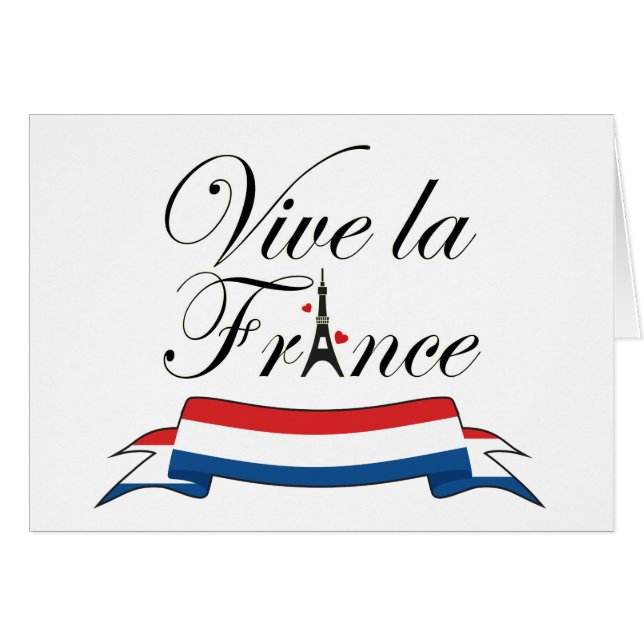 Vive la France Typography Blank Inside Cards (Front Horizontal)