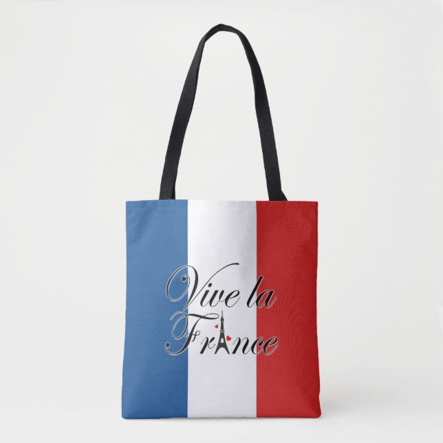 Vive la France Typography Tote Bag (Front)