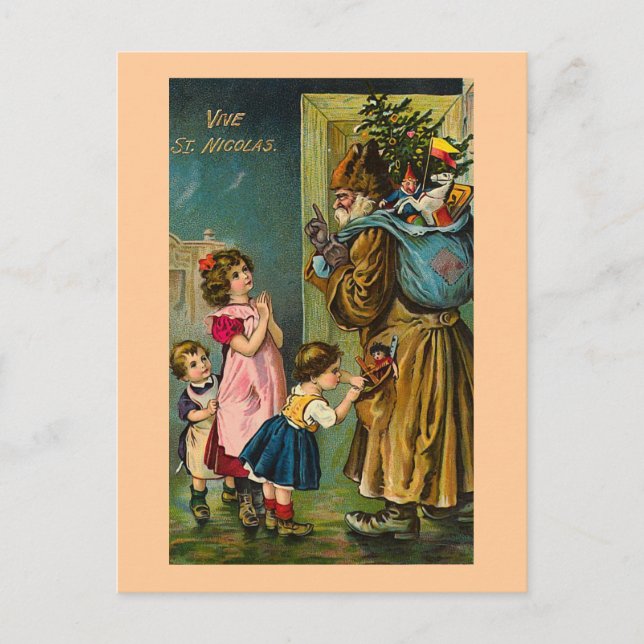 "Vive St. Nicolas" Vintage French Postcard (Front)