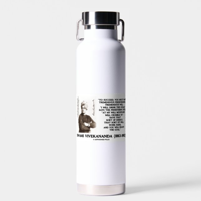 Vivekananda To Succeed Have Perseverance Will Goal Water Bottle (Front)