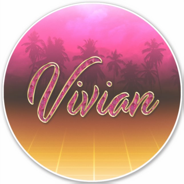 Vivian First Name Golden pink Sticker (Front)