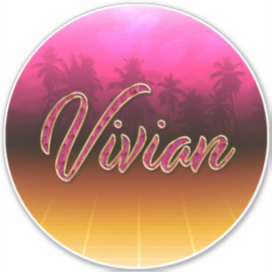 Vivian first name name golden pink sticker decal