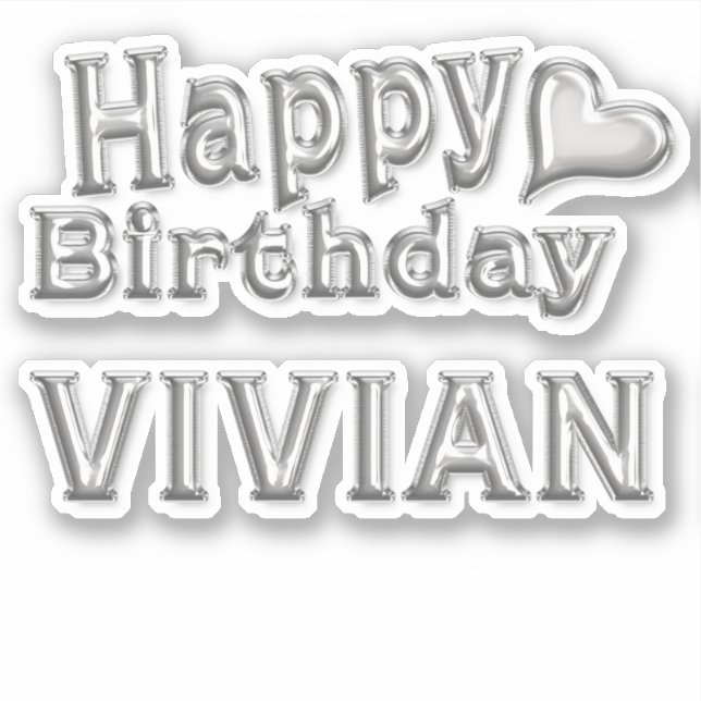 Vivian Happy Birthday silver Sticker (Front)