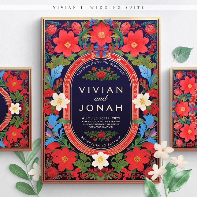 VIVIAN I - Colorful Floral Wedding Invitation (Vivian I Wedding Invitation)