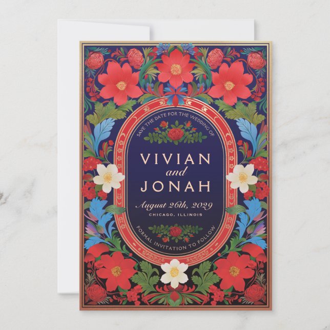 VIVIAN I Floral Wedding Save the Date Invitations (Front)