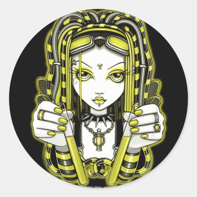 "Vivian" Lemon Cyber Goth Fairy Art Stickers (Front)