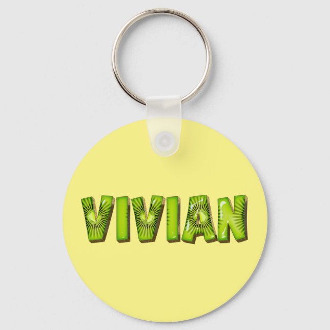 Vivian Name Kiwi Design Key Fans Keychain (Front)