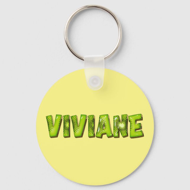 Viviane Name Kiwi Design Keychain (Front)