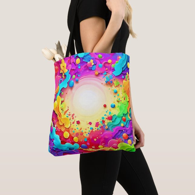 Vivid Abstract Color Explosion Art Tote Bag (Close Up)