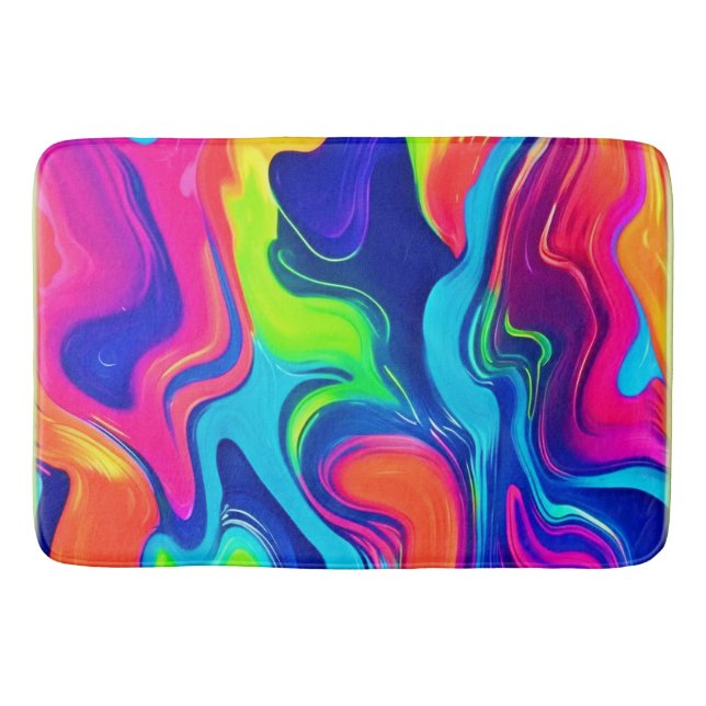 Vivid Abstract Color Waves Art Bath Mat (Front)
