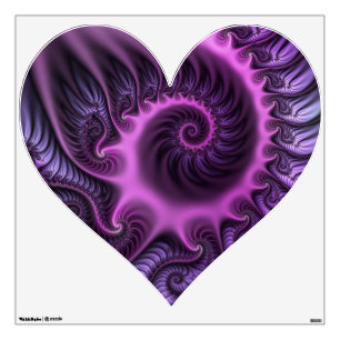 Vivid Abstract Cool Pink Purple Fractal Art Heart Wall Decal