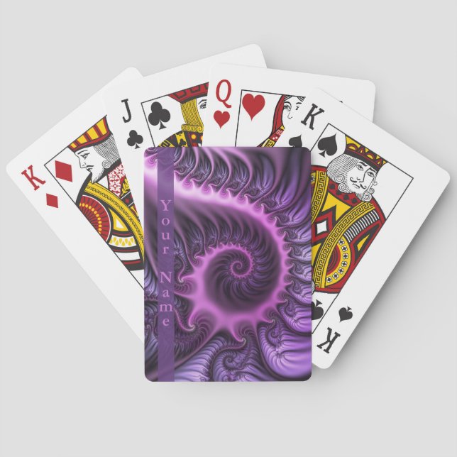 Vivid Abstract Cool Pink Purple Fractal Art Name Poker Cards (Back)
