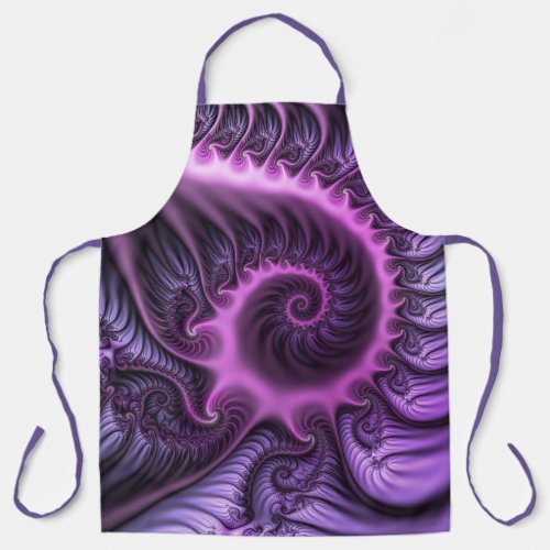 Vivid Abstract Cool Pink Purple Fractal Art Spiral Apron