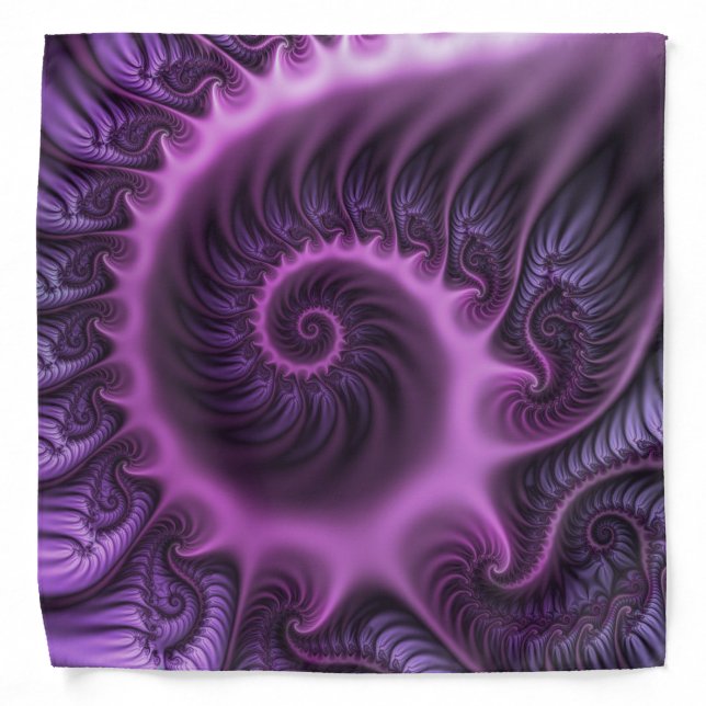 Vivid Abstract Cool Pink Purple Fractal Art Spiral Bandana (Front)