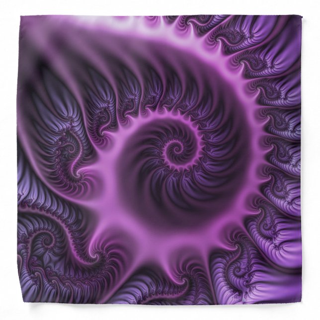 Vivid Abstract Cool Pink Purple Fractal Art Spiral Bandana (Front)