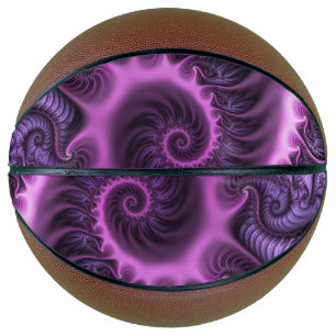 Vivid Abstract Cool Pink Purple Fractal Art Spiral Basketball