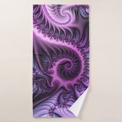 Vivid Abstract Cool Pink Purple Fractal Art Spiral Bath Towel