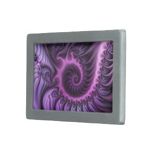 Vivid Abstract Cool Pink Purple Fractal Art Spiral Belt Buckle