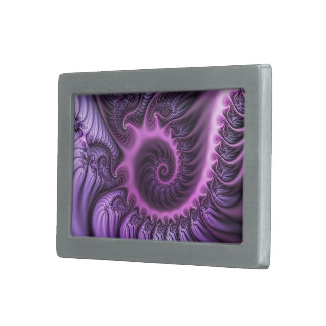 Vivid Abstract Cool Pink Purple Fractal Art Spiral Belt Buckle (Front Right)