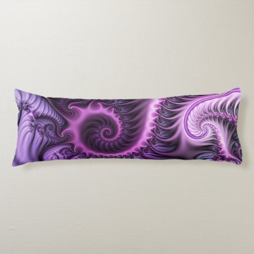 Vivid Abstract Cool Pink Purple Fractal Art Spiral Body Pillow