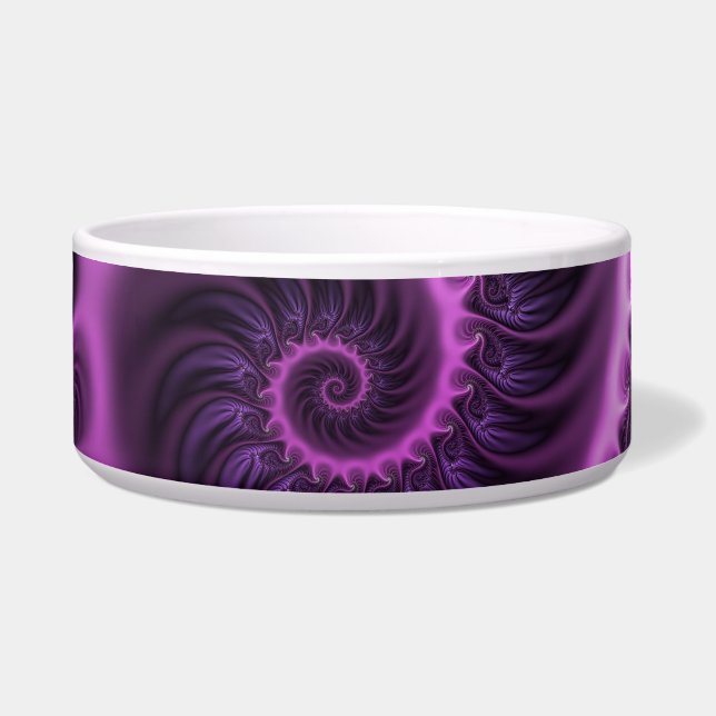 Vivid Abstract Cool Pink Purple Fractal Art Spiral Bowl (Front)