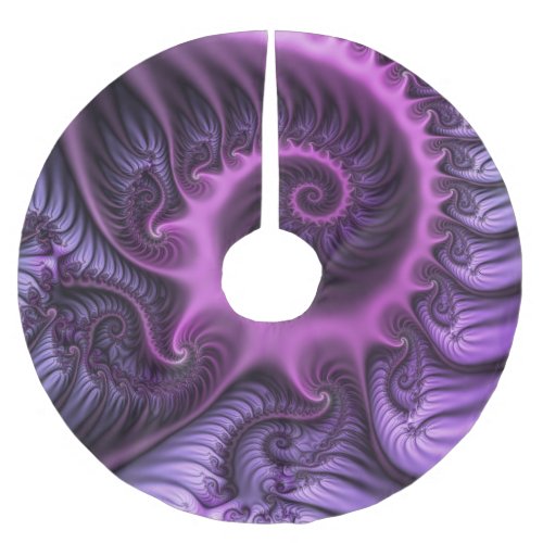 Vivid Abstract Cool Pink Purple Fractal Art Spiral Brushed Polyester Tree Skirt