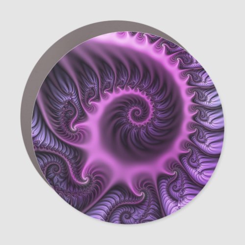 Vivid Abstract Cool Pink Purple Fractal Art Spiral Car Magnet