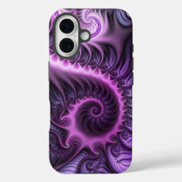 Vivid Abstract Cool Pink Purple Fractal Art Spiral iPhone 16 Case