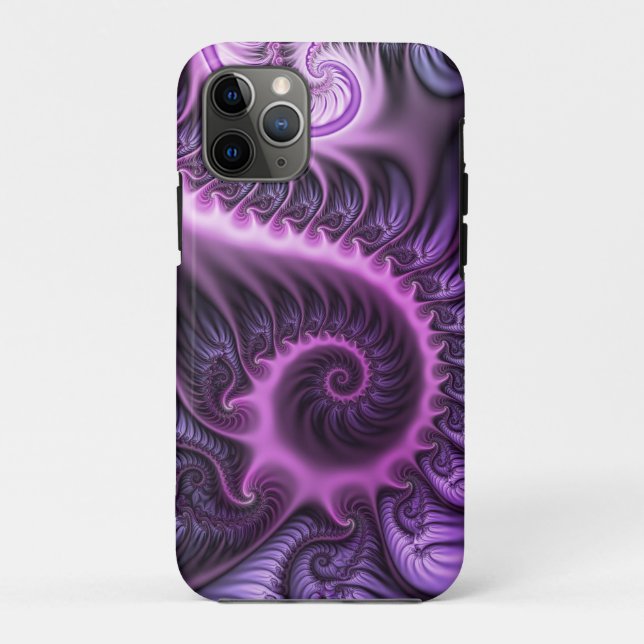 Vivid Abstract Cool Pink Purple Fractal Art Spiral Case-Mate iPhone Case (Back)