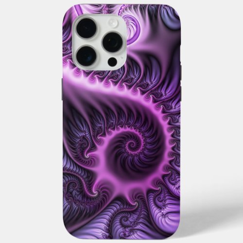 Vivid Abstract Cool Pink Purple Fractal Art Spiral iPhone 15 Pro Max Case