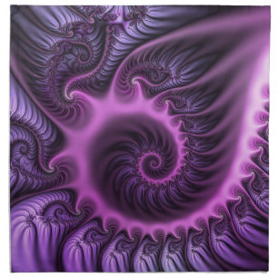 Vivid Abstract Cool Pink Purple Fractal Art Spiral Cloth Napkin