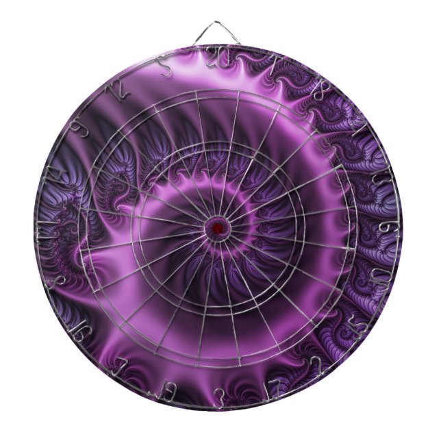 Vivid Abstract Cool Pink Purple Fractal Art Spiral Dart Board (Front)