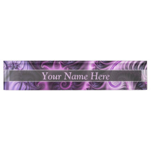 Vivid Abstract Cool Pink Purple Fractal Art Spiral Desk Name Plate