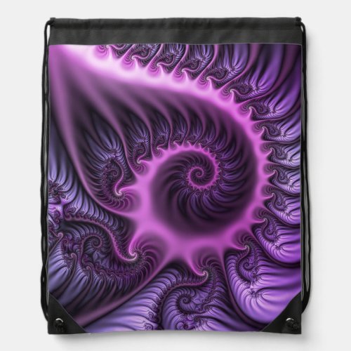 Vivid Abstract Cool Pink Purple Fractal Art Spiral Drawstring Bag