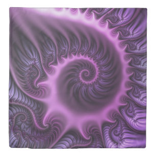 Vivid Abstract Cool Pink Purple Fractal Art Spiral Duvet Cover