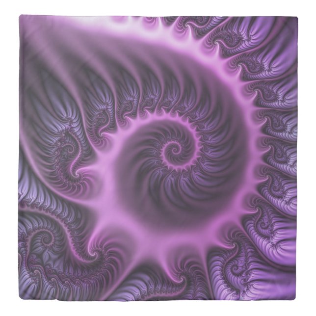 Vivid Abstract Cool Pink Purple Fractal Art Spiral Duvet Cover (Front)