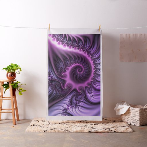 Vivid Abstract Cool Pink Purple Fractal Art Spiral Fabric