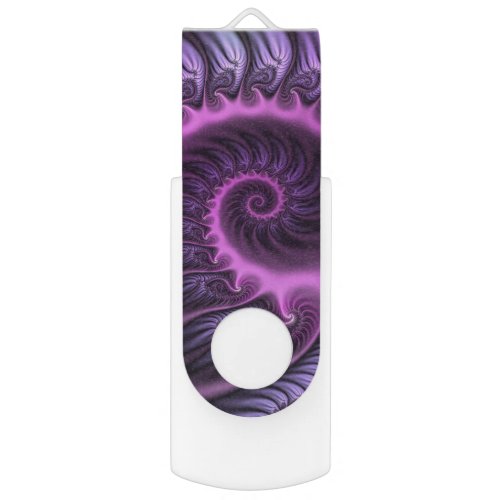 Vivid Abstract Cool Pink Purple Fractal Art Spiral Flash Drive