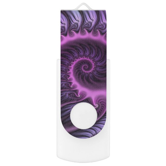 Vivid Abstract Cool Pink Purple Fractal Art Spiral Flash Drive (Front Vertical)