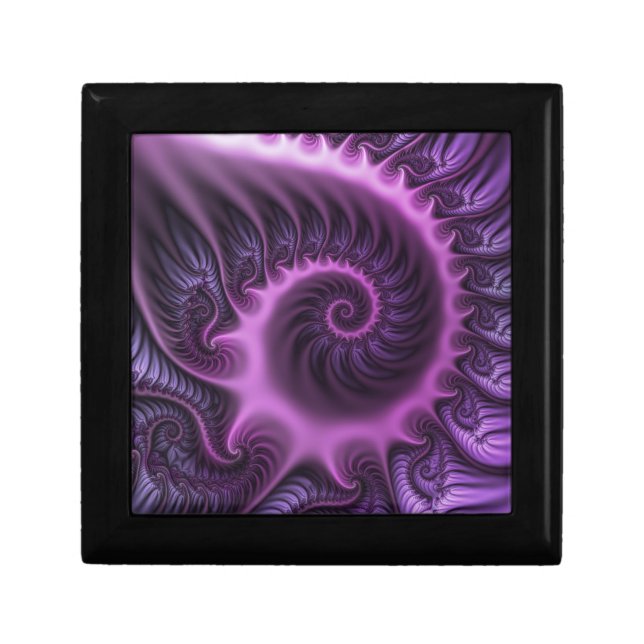 Vivid Abstract Cool Pink Purple Fractal Art Spiral Gift Box (Front)