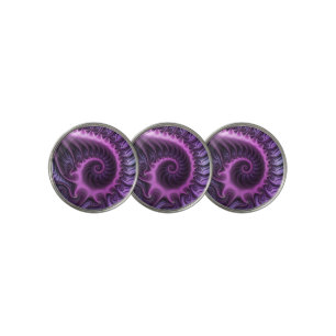 Vivid Abstract Cool Pink Purple Fractal Art Spiral Golf Ball Marker
