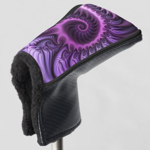 Vivid Abstract Cool Pink Purple Fractal Art Spiral Golf Head Cover