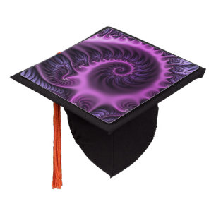 Vivid Abstract Cool Pink Purple Fractal Art Spiral Graduation Cap Topper