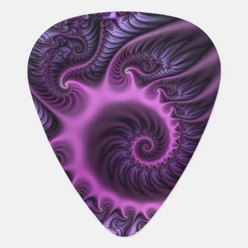 Vivid Abstract Cool Pink Purple Fractal Art Spiral Guitar Pick